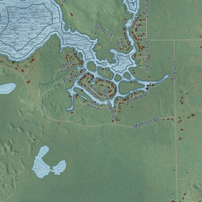 Close-up of the map of Sheridan, Mecosta County, Michigan print showing street and building detail