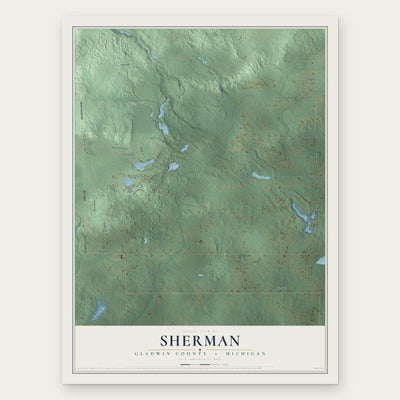 Sherman, Gladwin County, Michigan map print, the full design