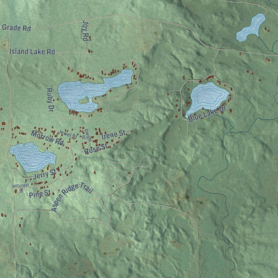 Close-up of the map of Sherman, Gladwin County, Michigan print showing street and building detail