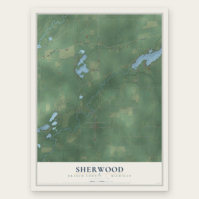 Sherwood, Branch County, Michigan map print, the full design