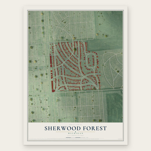 Sherwood Forest, Michigan map print, the full design