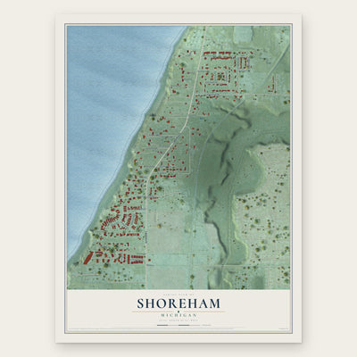 Shoreham, Michigan map print, the full design