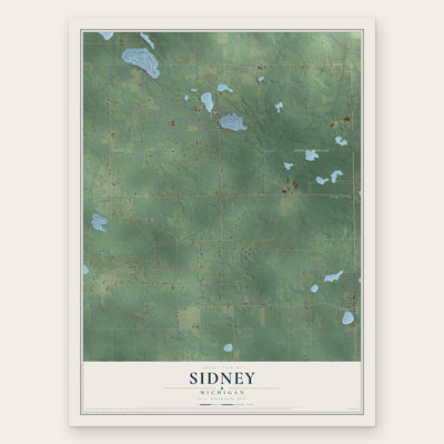 Sidney, Michigan map print, the full design