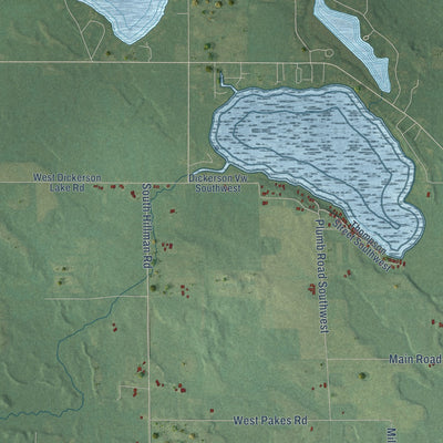 Close-up of the map of Sidney, Michigan print showing street and building detail