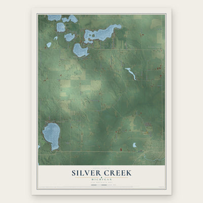 Silver Creek, Michigan map print, the full design