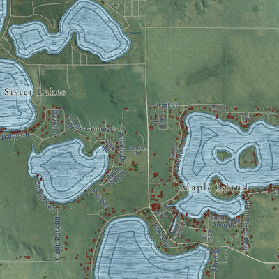 Close-up of the map of Silver Creek, Michigan print showing street and building detail