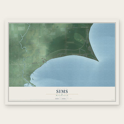 Sims, Michigan map print, the full design
