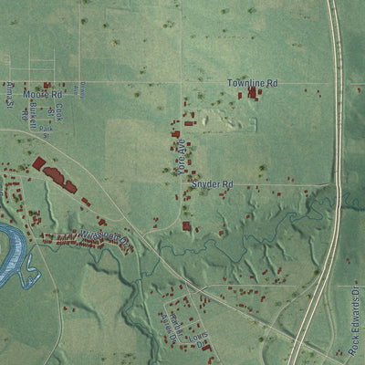Close-up of the map of Sodus, Michigan print showing street and building detail