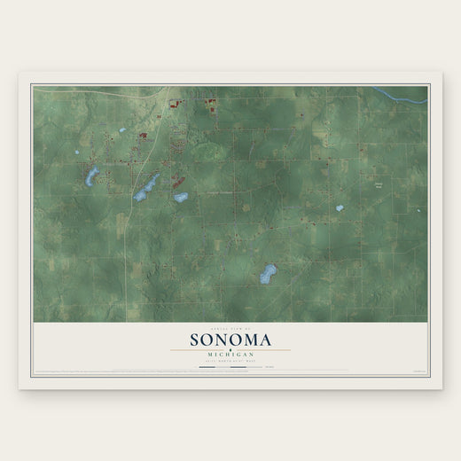 Sonoma, Michigan map print, the full design
