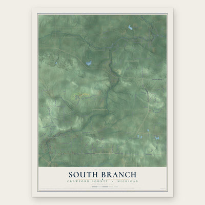 South Branch, Crawford County, Michigan map print, the full design