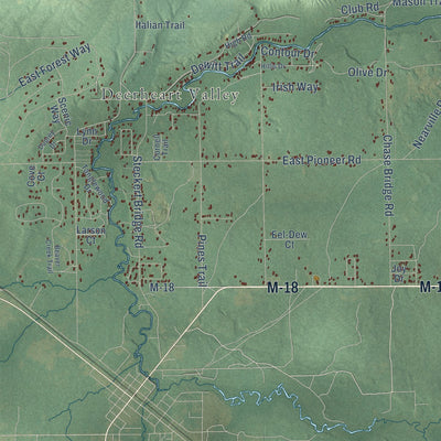 Close-up of the map of South Branch, Crawford County, Michigan print showing street and building detail
