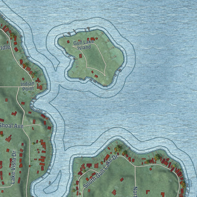 Close-up of the map of South Gull Lake, Michigan print showing street and building detail