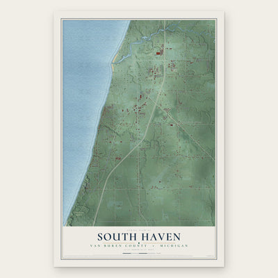 South Haven, Van Buren County, Michigan map print, the full design