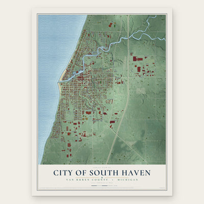 South Haven, Michigan map print, the full design