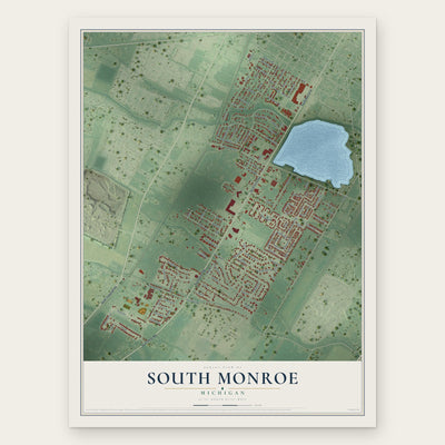 South Monroe, Michigan map print, the full design