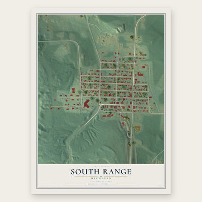 South Range, Michigan map print, the full design