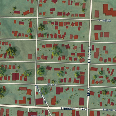 Close-up of the map of South Range, Michigan print showing street and building detail