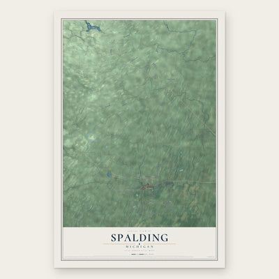 Spalding, Michigan map print, the full design