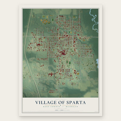 Sparta, Michigan map print, the full design