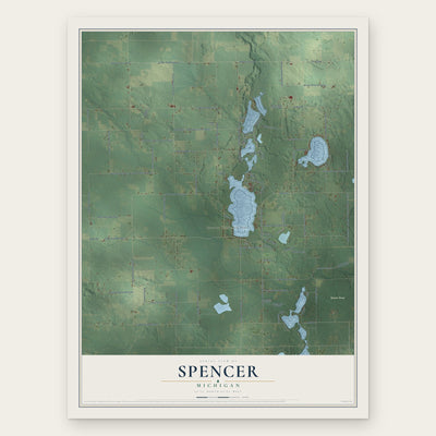 Spencer, Michigan map print, the full design