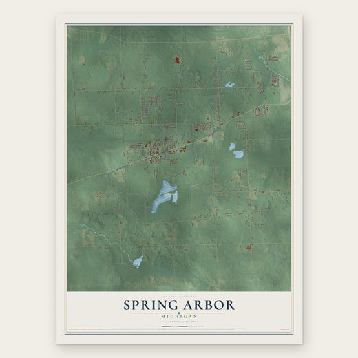 Spring Arbor, Michigan map print, the full design