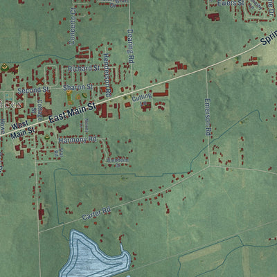 Close-up of the map of Spring Arbor, Michigan print showing street and building detail