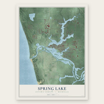 Spring Lake, Ottawa County, Michigan map print, the full design