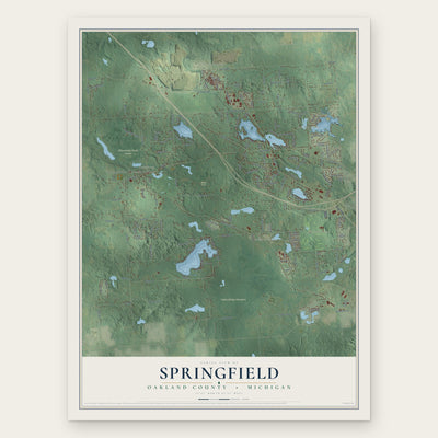 Springfield, Oakland County, Michigan map print, the full design