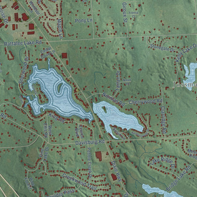 Close-up of the map of Springfield, Oakland County, Michigan print showing street and building detail