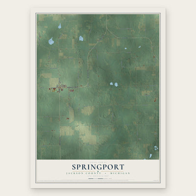 Springport, Jackson County, Michigan map print, the full design