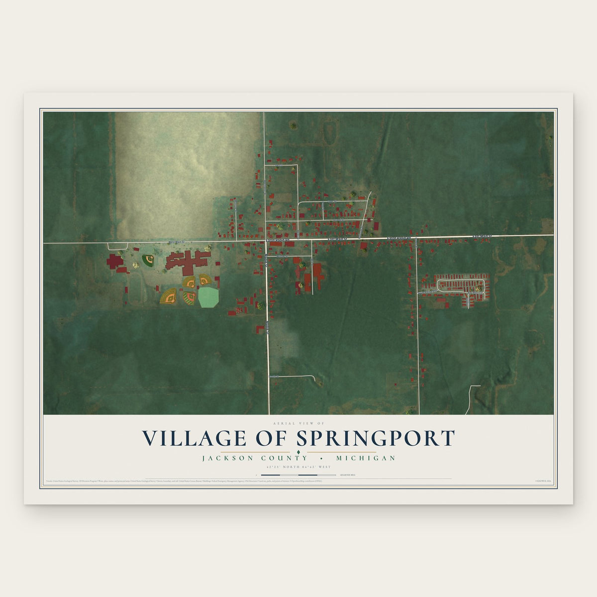 Springport, Michigan map print, the full design
