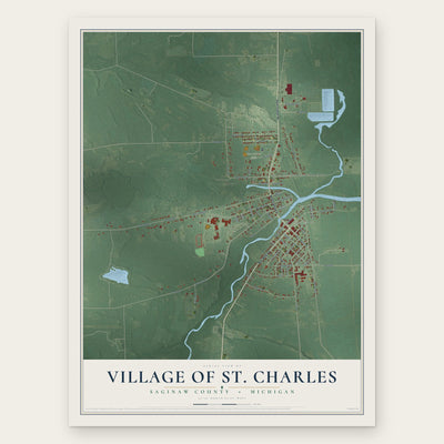 St. Charles, Michigan map print, the full design