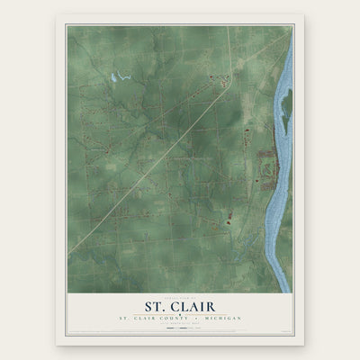 St. Clair, St. Clair County, Michigan map print, the full design