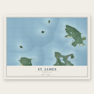 St. James, Michigan map print, the full design