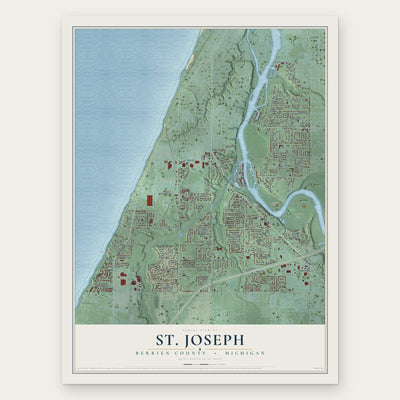 St. Joseph, Berrien County, Michigan map print, the full design
