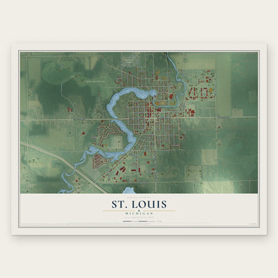 St. Louis, Michigan map print, the full design