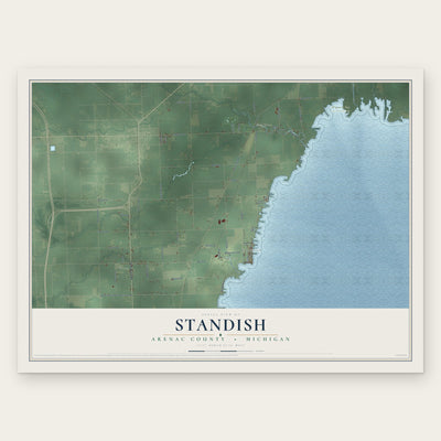 Standish, Arenac County, Michigan map print, the full design