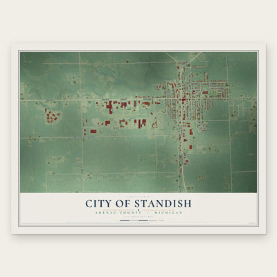 Standish, Michigan map print, the full design