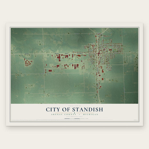 Standish, Michigan map print, the full design