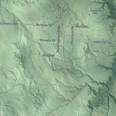 Close-up of the map of Stannard, Michigan print showing street and building detail
