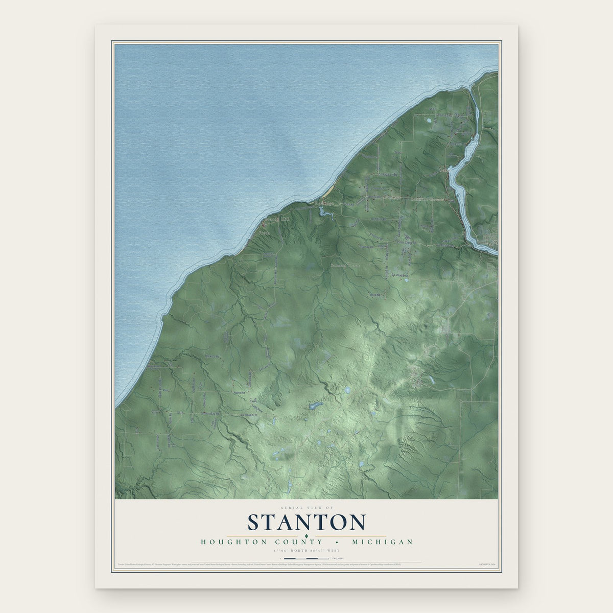 Stanton, Houghton County, Michigan map print, the full design