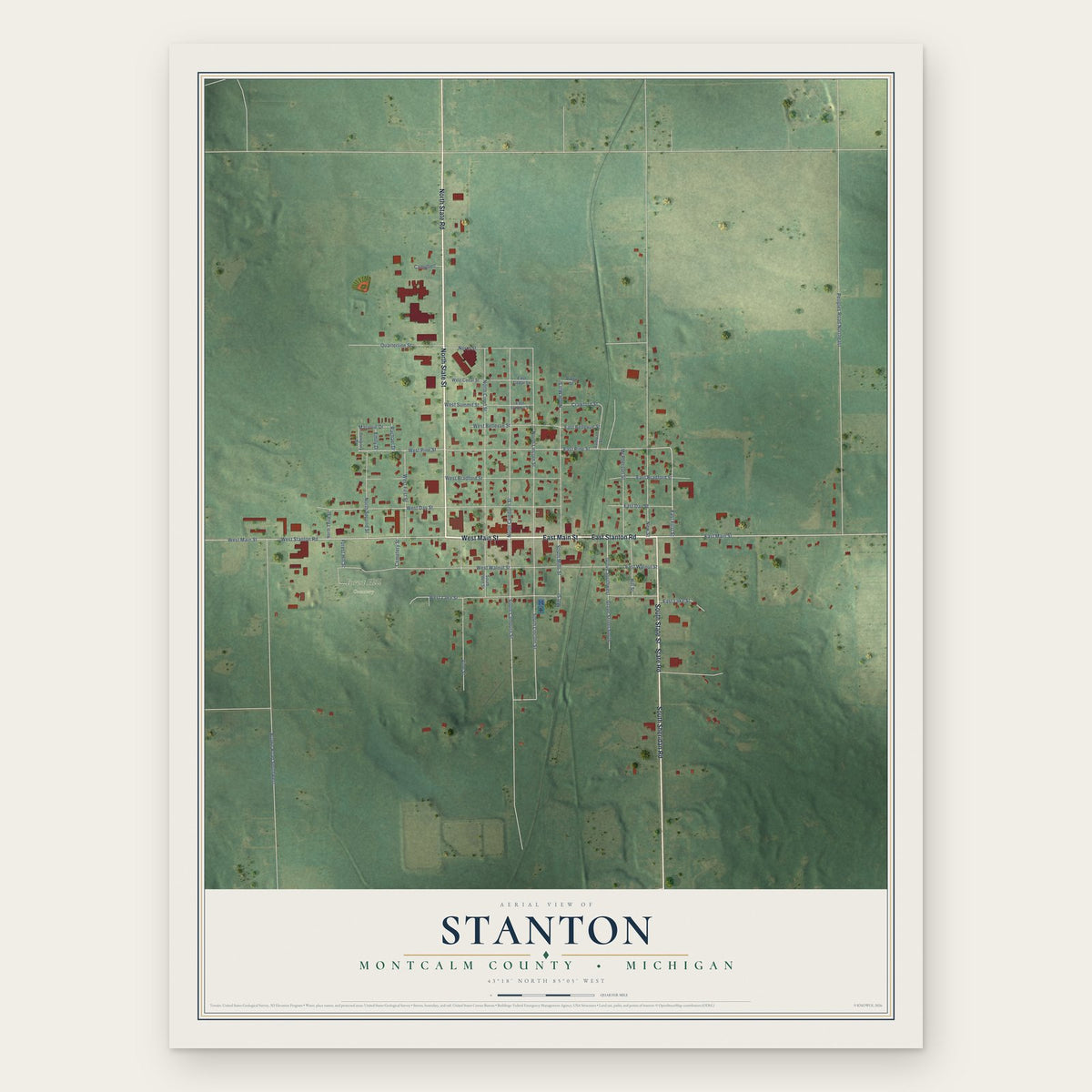 Stanton, Montcalm County, Michigan map print, the full design