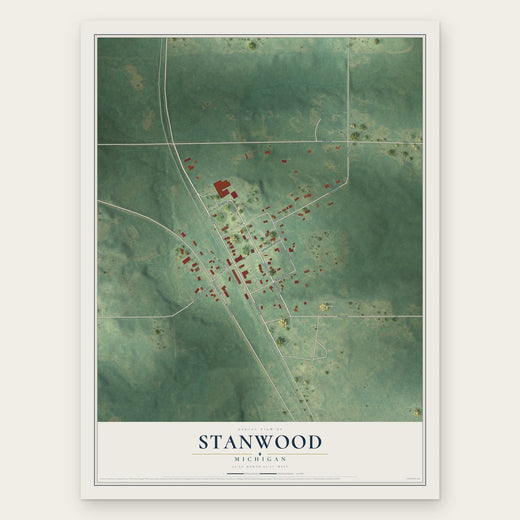 Stanwood, Michigan map print, the full design
