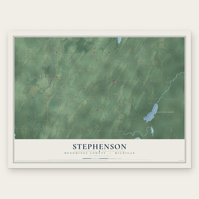 Stephenson, Menominee County, Michigan map print, the full design