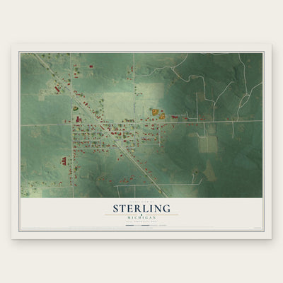 Sterling, Michigan map print, the full design