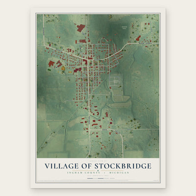 Stockbridge, Michigan map print, the full design