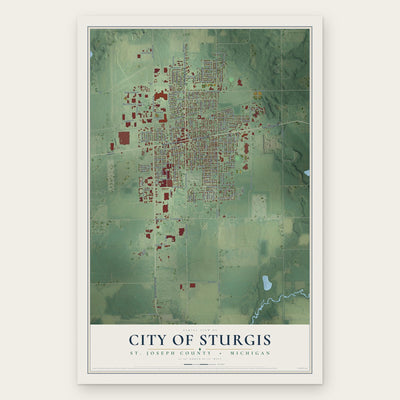 Sturgis, Michigan map print, the full design