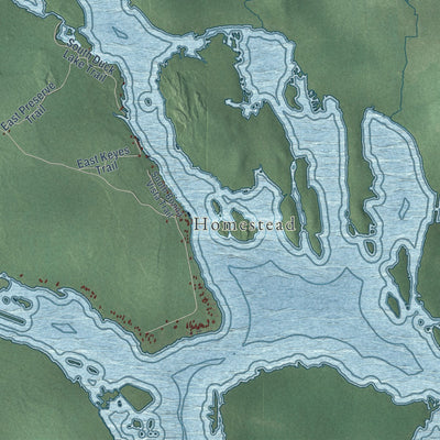 Close-up of the map of Sugar Island, Michigan print showing street and building detail