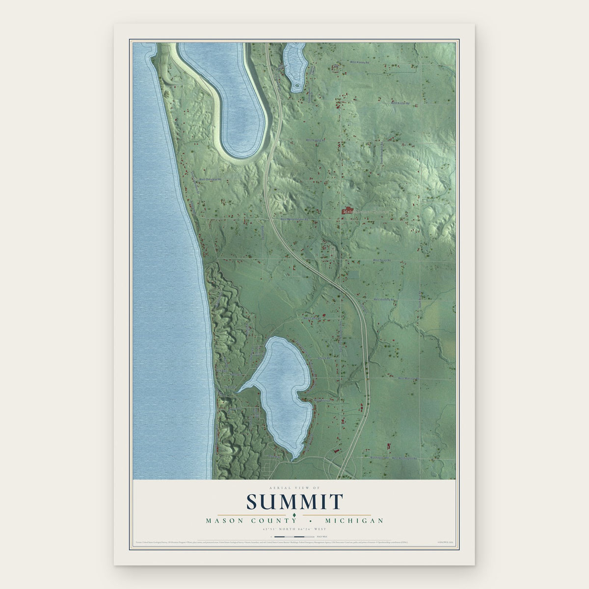 Summit, Mason County, Michigan map print, the full design