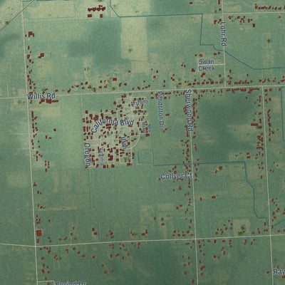 Close-up of the map of Sumpter, Michigan print showing street and building detail